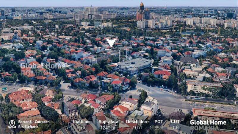 Cotroceni  - Str. Elefterie  Zona Protejata  Teren 1240 MP - Deschidere 16ML